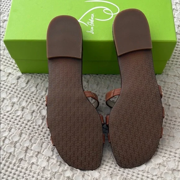 Sam Edelman Brown Slide Sandals Leather H-Style NEW IN BOX - Picture 2 of 4